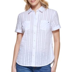 Tommy Hilfiger, Cotton Textured Stripe Camp Shirt, Size M